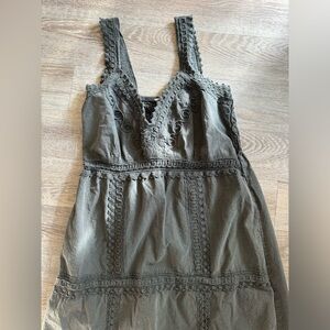 Maxi dress- boho dark green crochet